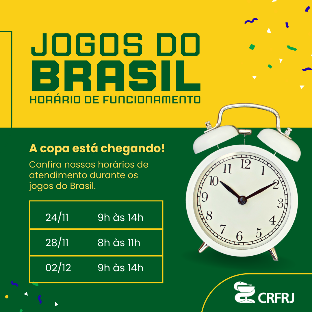Horário de funcionamento do CRF-RJ durante a COPA DO MUNDO FIFA DE 2022 -  CRF-RJ